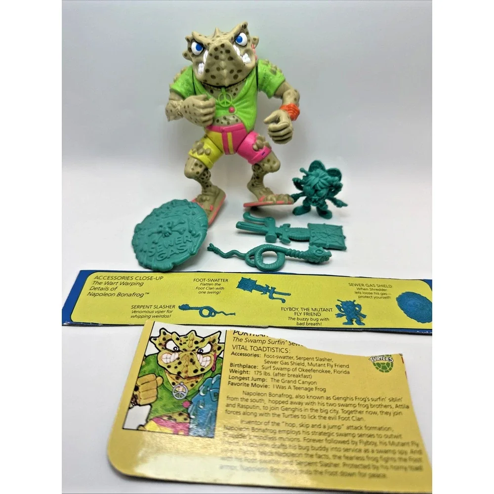 Vintage 1990 TMNT Napoleon Bonafrog w/ Card Teenage Mutant Ninja Turtles